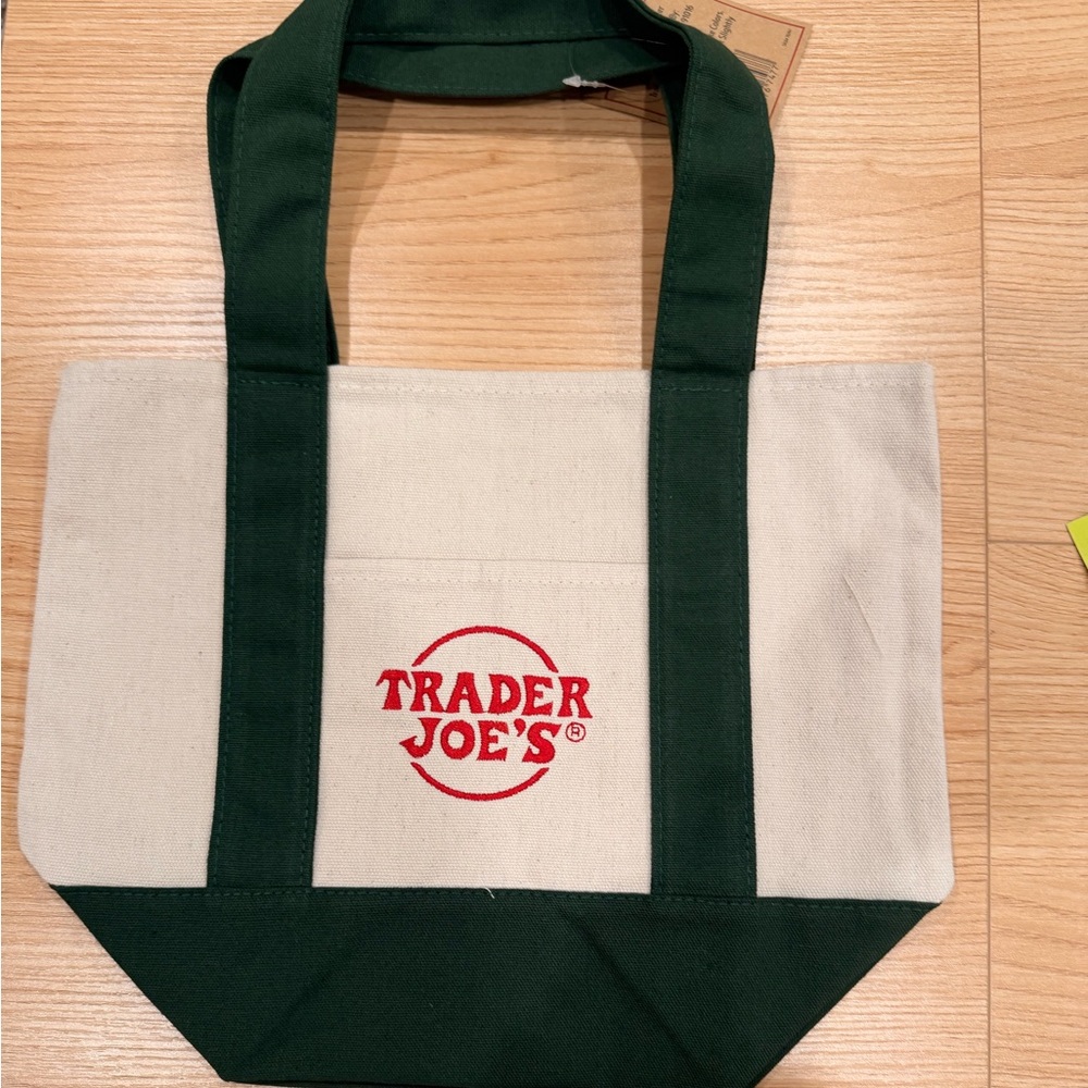 Trader Joe's MINI green Canvas Tote Bag (NWT)